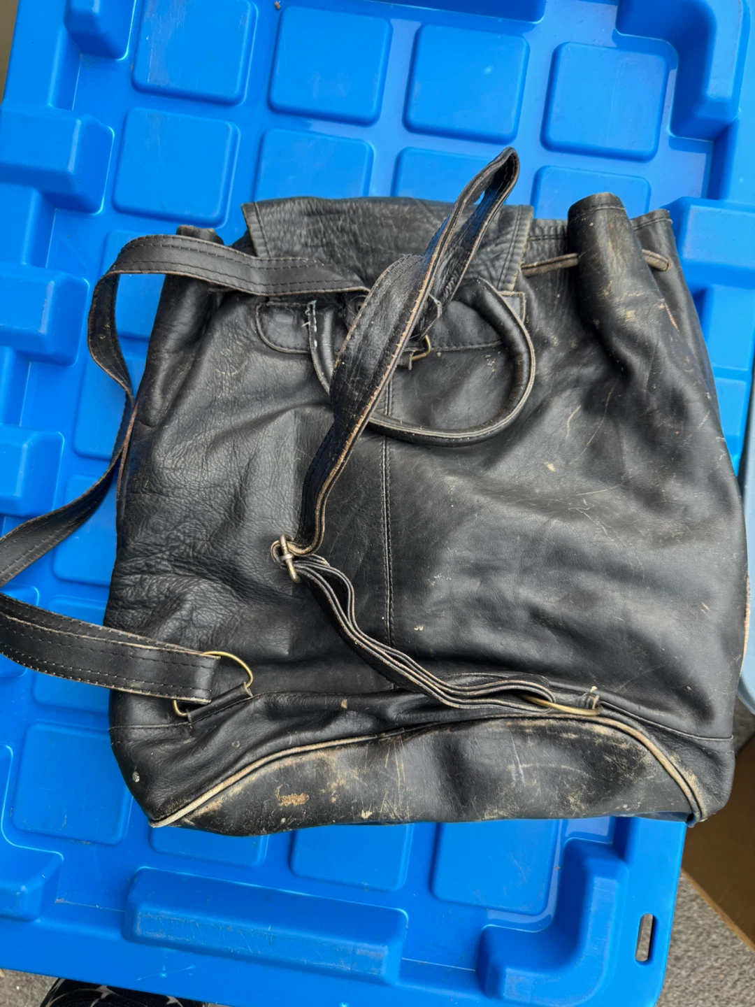 Vintage Black Leather Briefcase & Backpack Set - photo 4