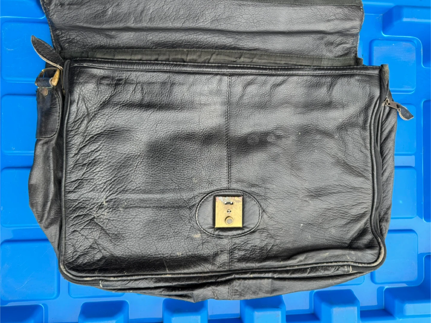 Vintage Black Leather Briefcase & Backpack Set - photo 2