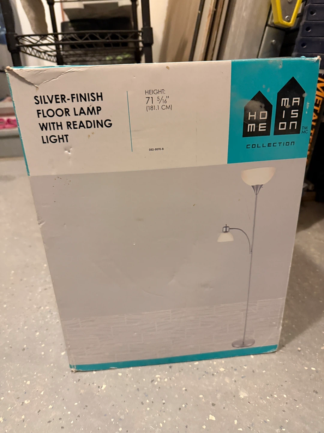 Silver-Finish Floor Lamp with Reading Light