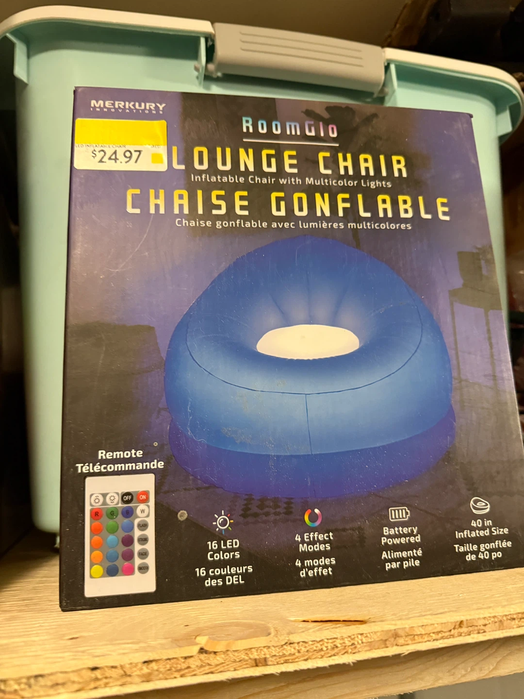 RoomGlo LED Inflatable Lounge Chair with Multicolor Lights