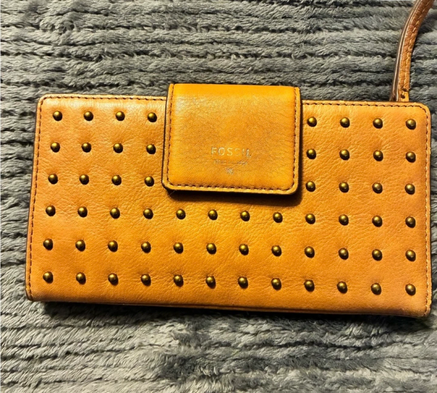 Fossil Brown Leather Studded Wallet