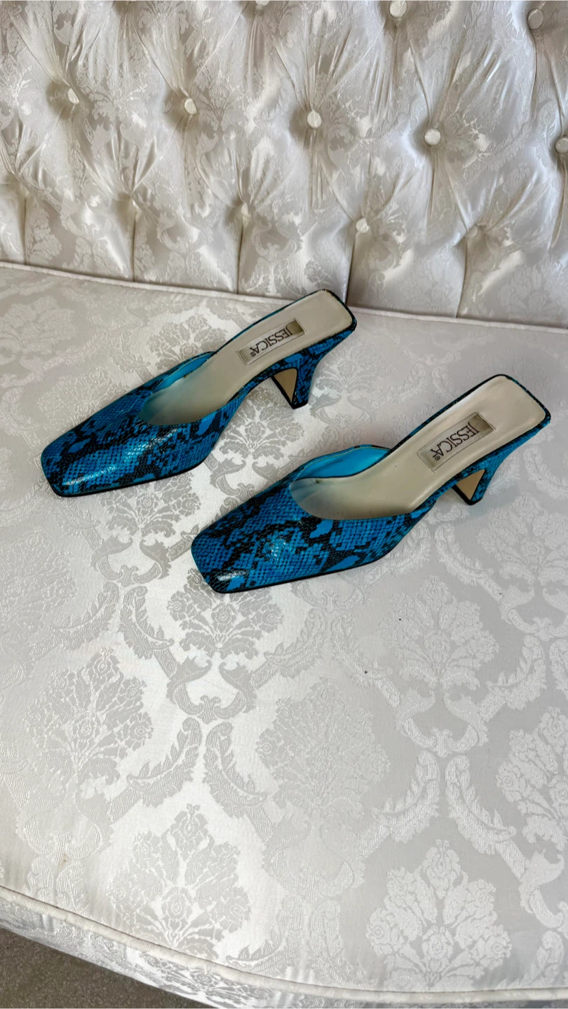 Jessica Women's Blue Snake Print Mules Size 8.5 - photo 2