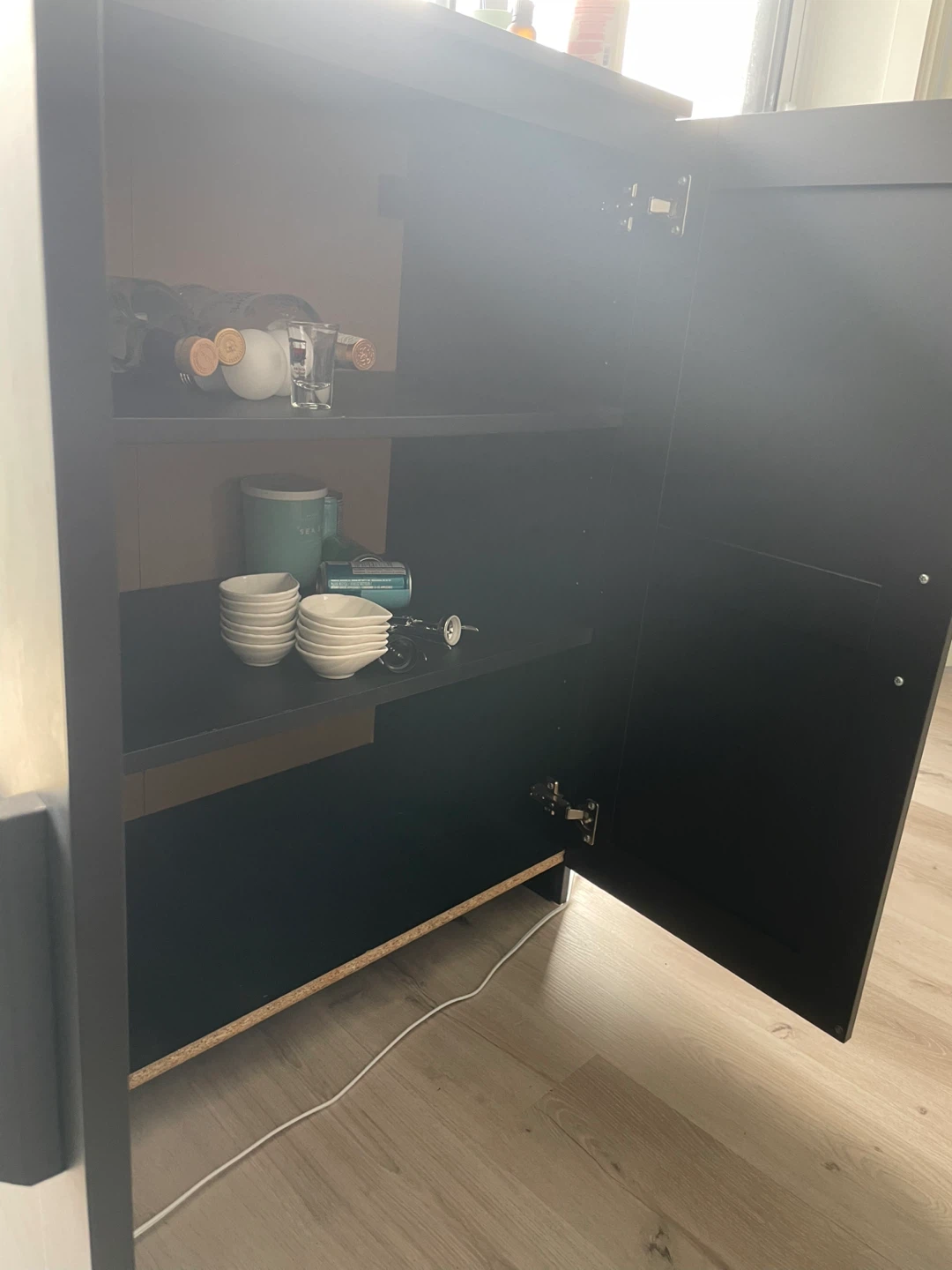 Dark Wood Storage Cabinet with Shelves - photo 2