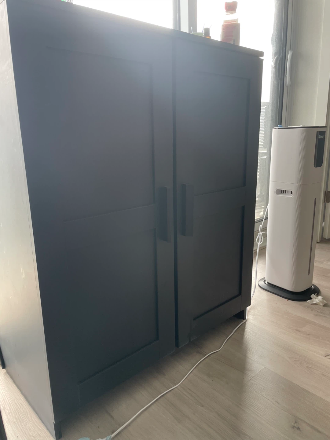 Dark Wood Storage Cabinet with Shelves