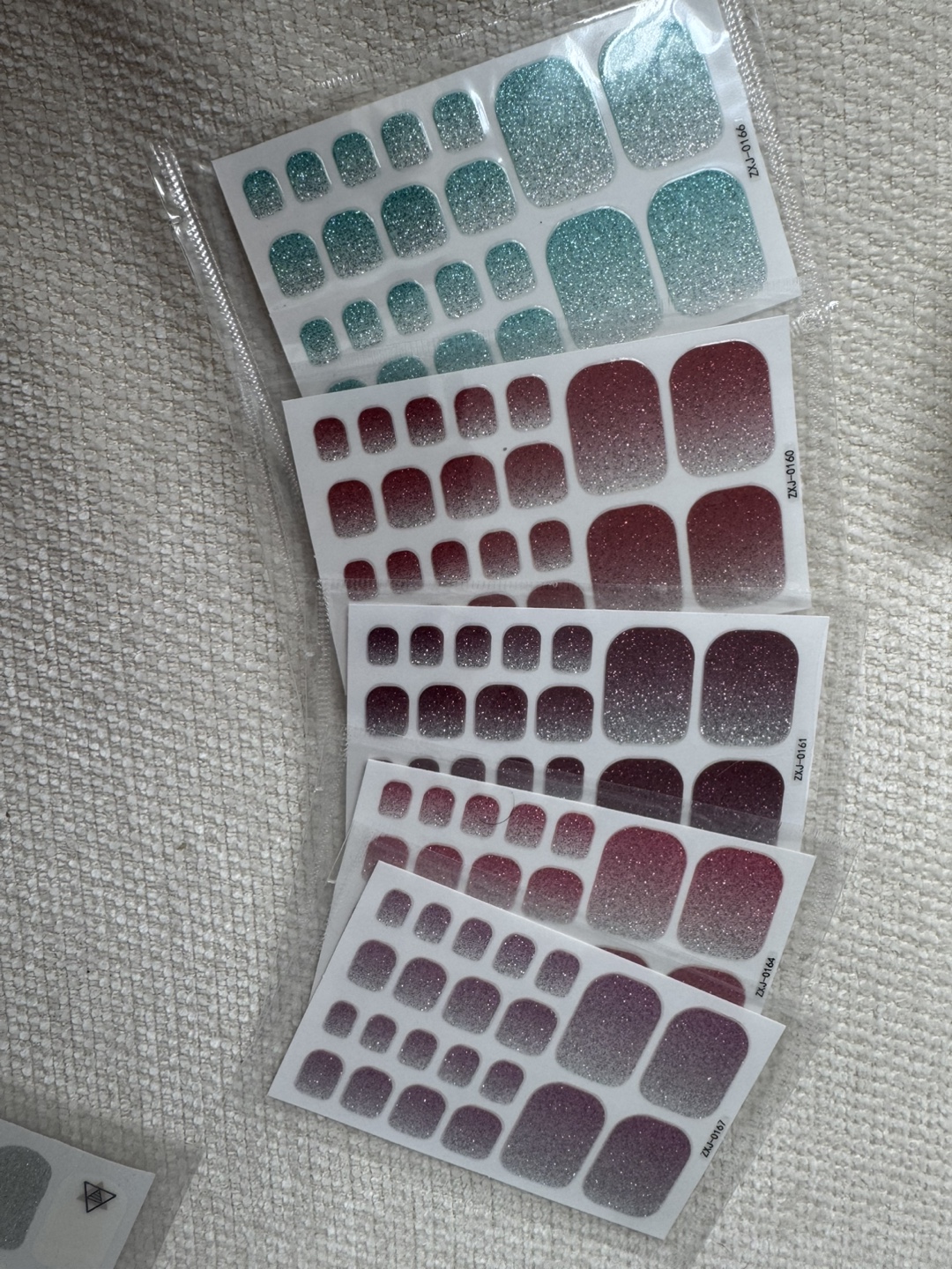 Assorted Glitter Toe Nail Wraps