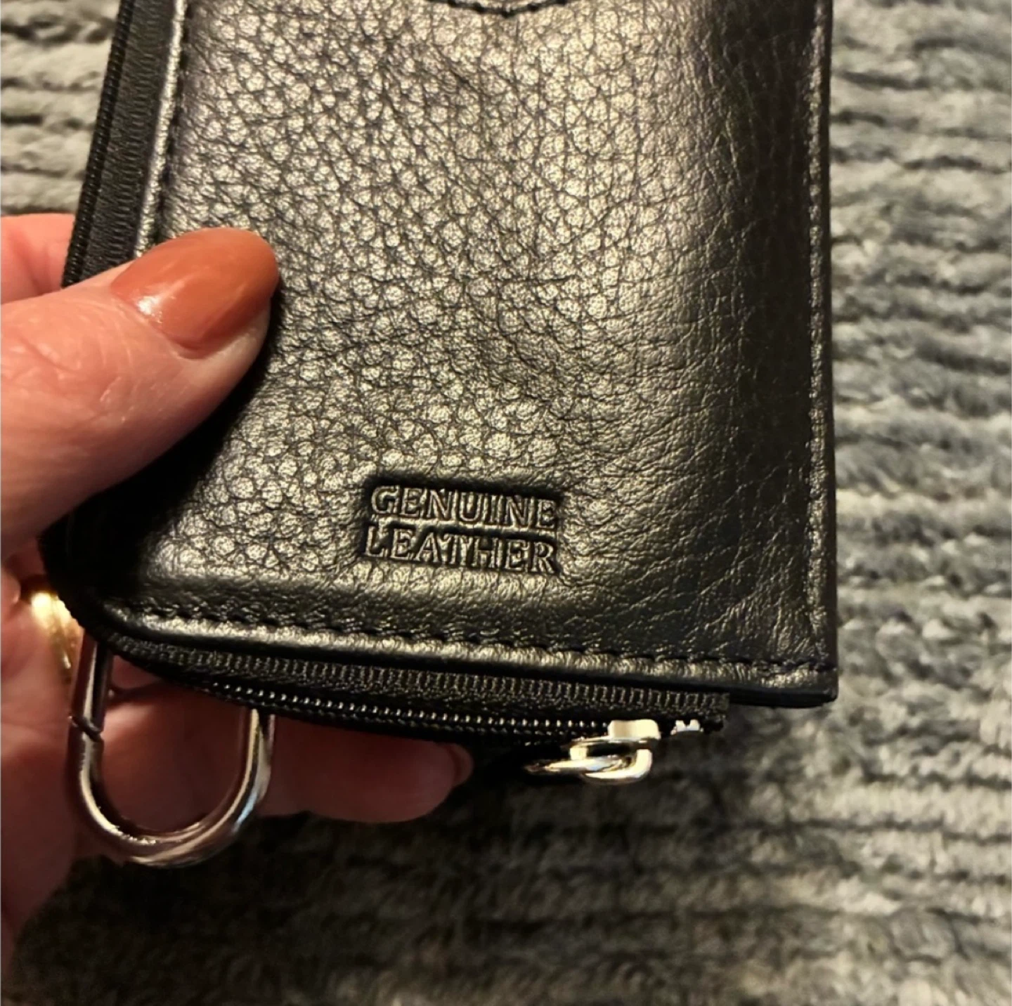 Black Genuine Leather Card Holder with Zipper Coin Pouch - photo 3