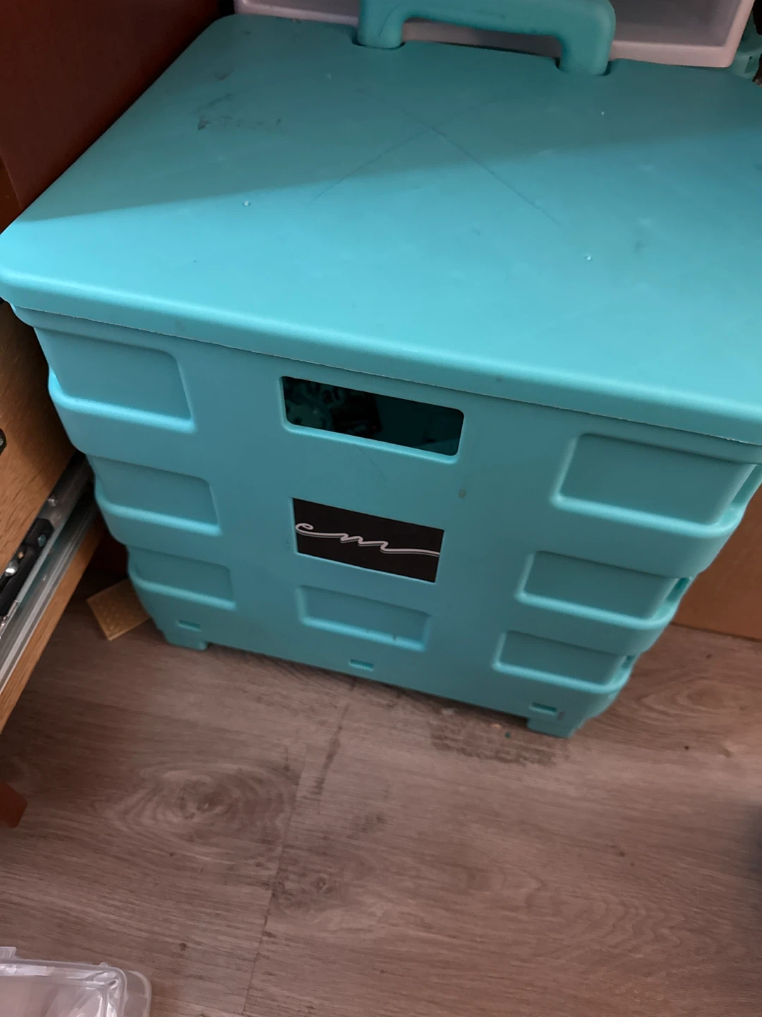 Teal Collapsible Storage Bin with Handle