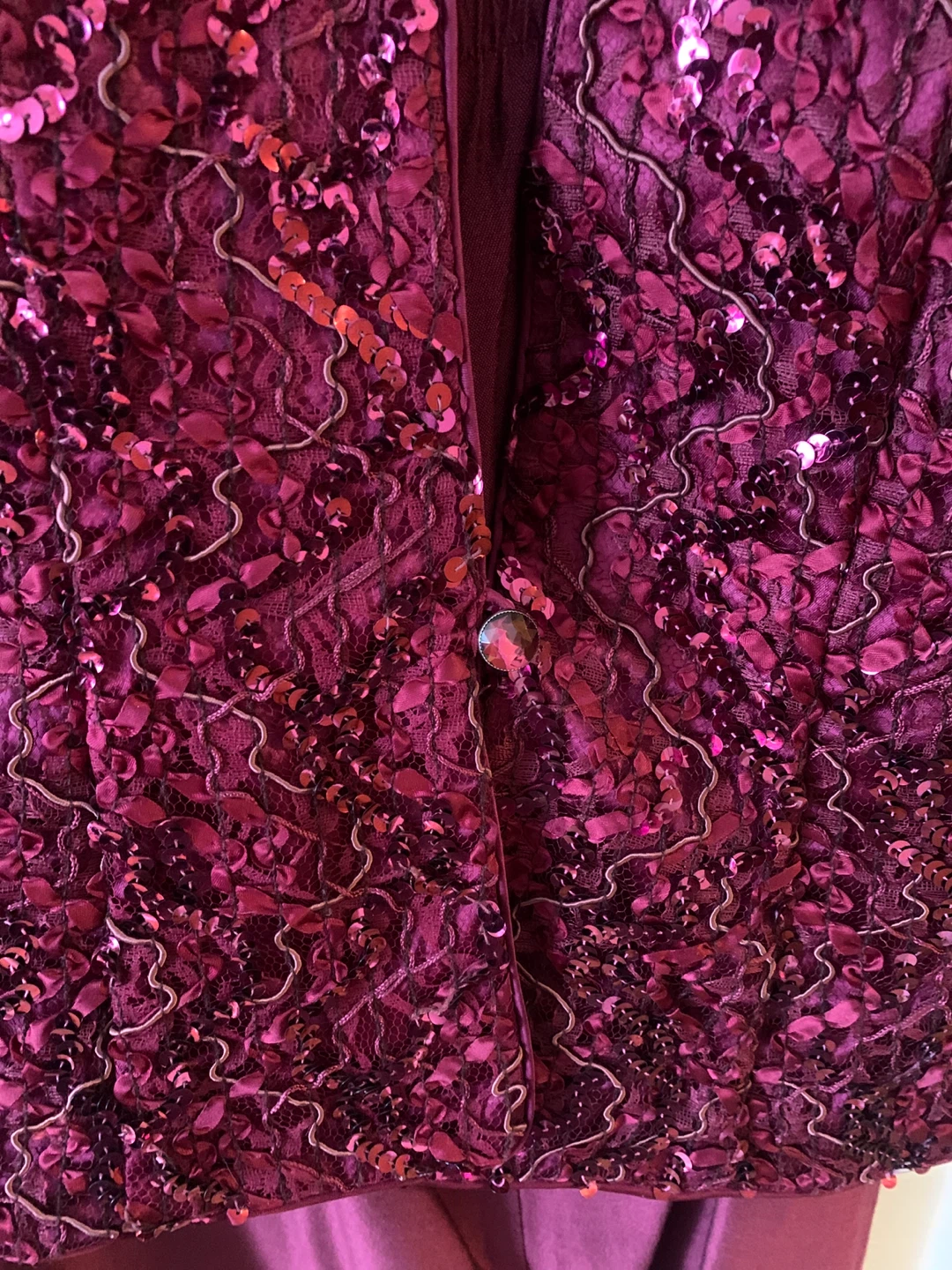 VALERIA Burgundy Sequin Lace Formal Suit Set - photo 2