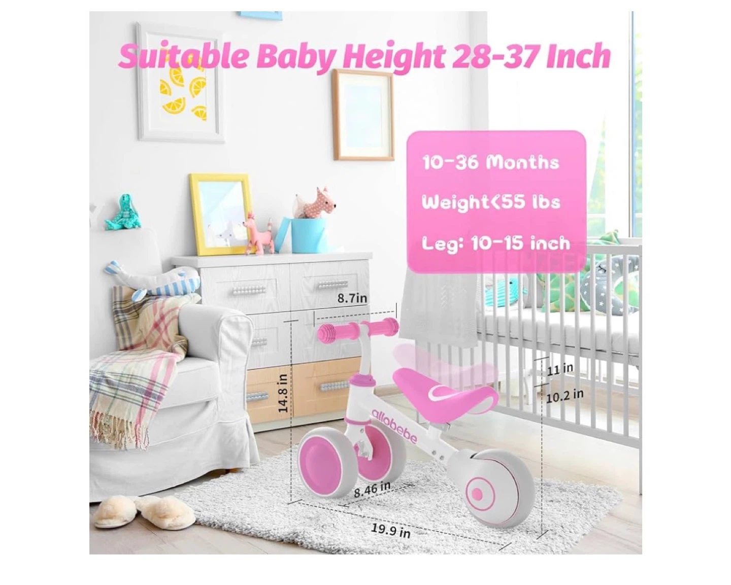 Allobébé Balance Bike - Pink/White - photo 4
