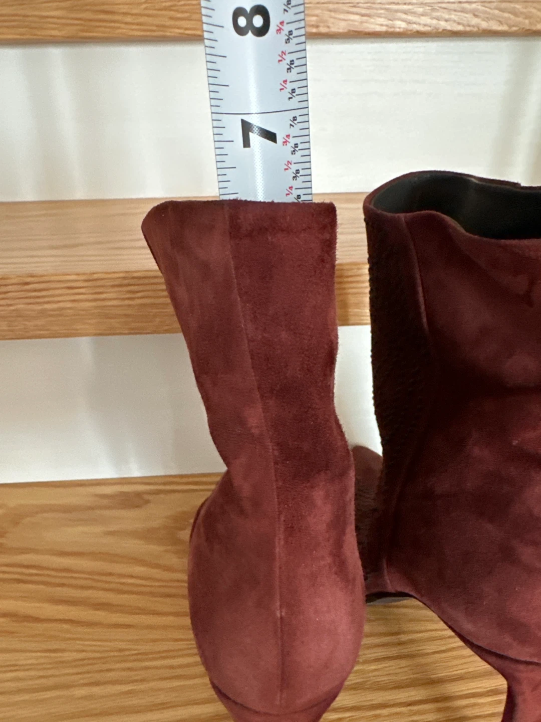NOW. Made in Italy Suede Studded Ankle Boots - Burgundy - photo 5