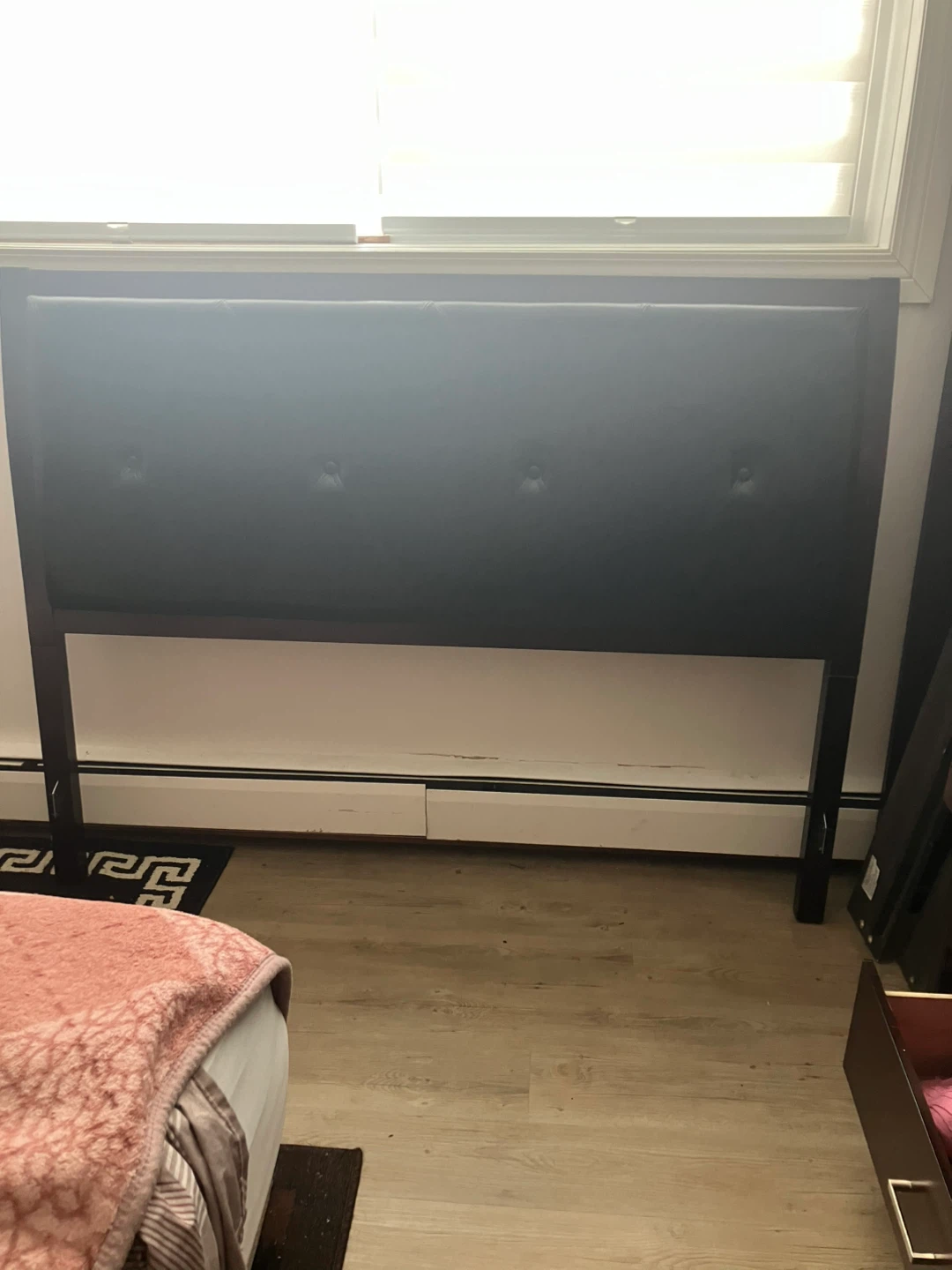 Dark Wood and Upholstered Sleigh  Headboard