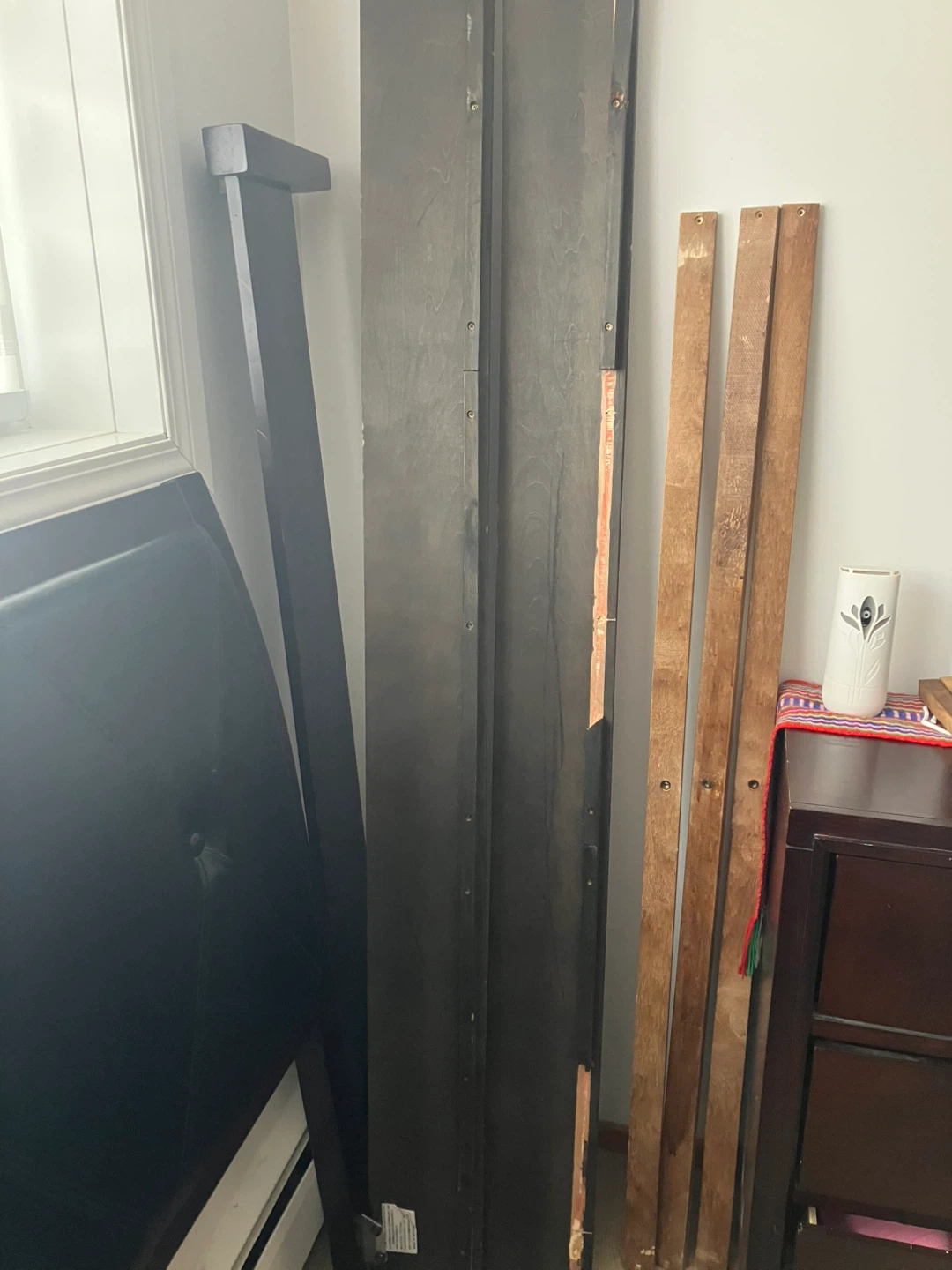 Dark Wood and Upholstered Sleigh  Headboard - photo 3