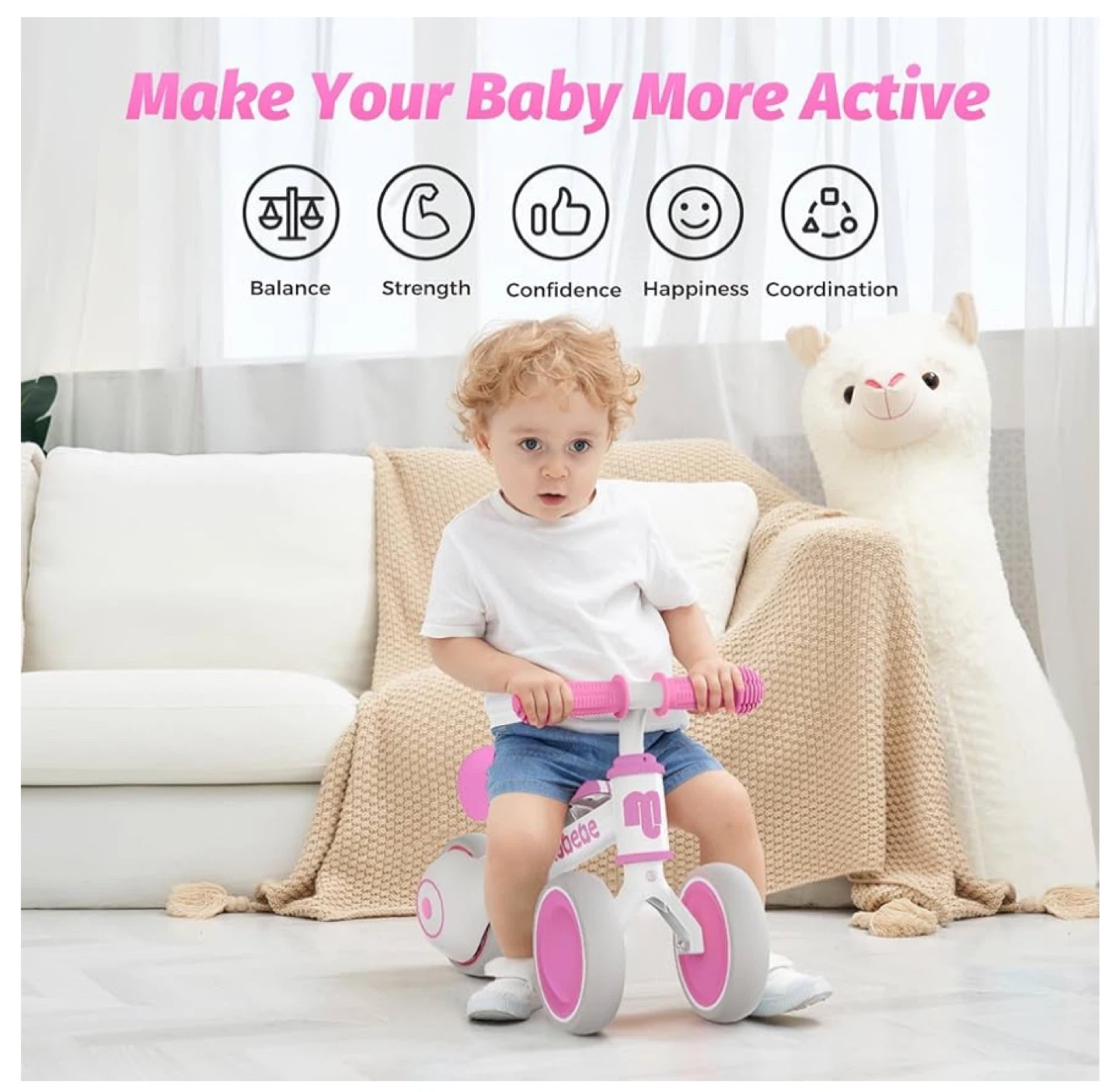 Pink & White Balance Bike for Toddlers - photo 4
