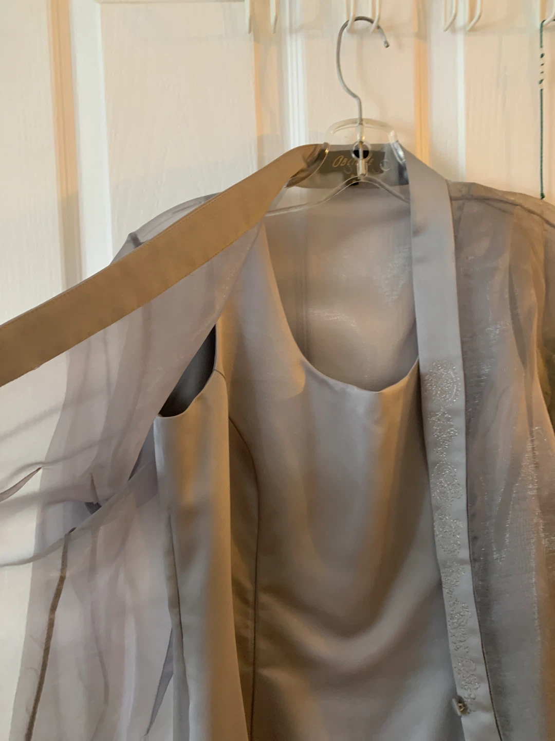 OBLIQUE Grey Sheer Jacket and Dress Set - Size 8 - photo 4
