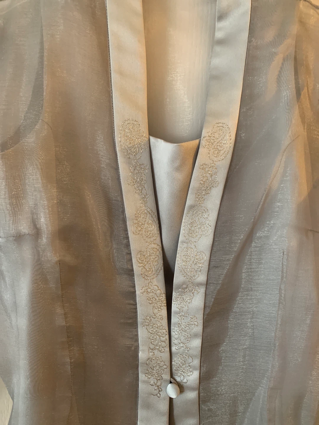 OBLIQUE Grey Sheer Jacket and Dress Set - Size 8 - photo 2