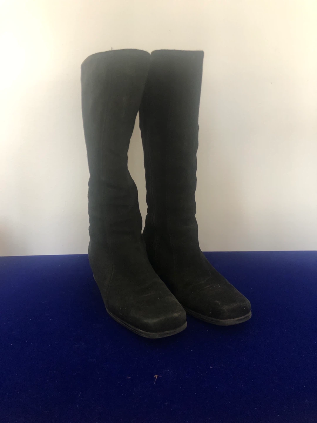 Black Suede Knee-High Boots