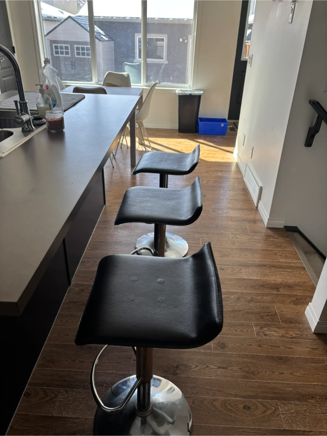 Set of 3 - Adjustable Black Bar Stools
