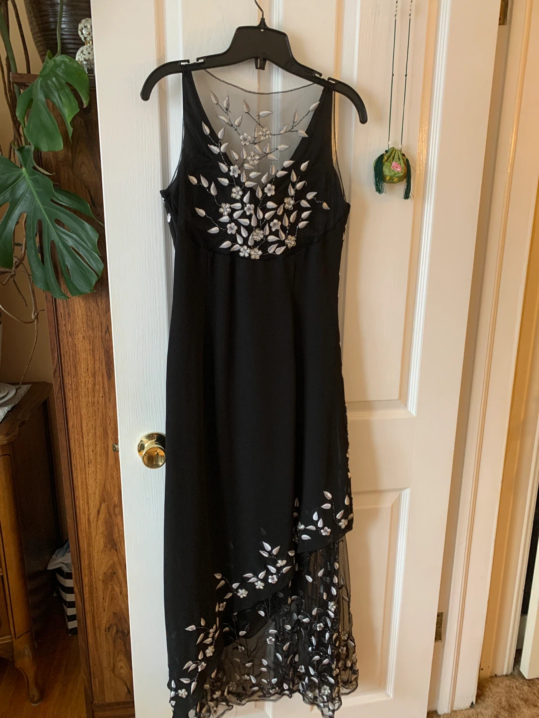 Black Beaded Floral Maxi Dress - photo 4