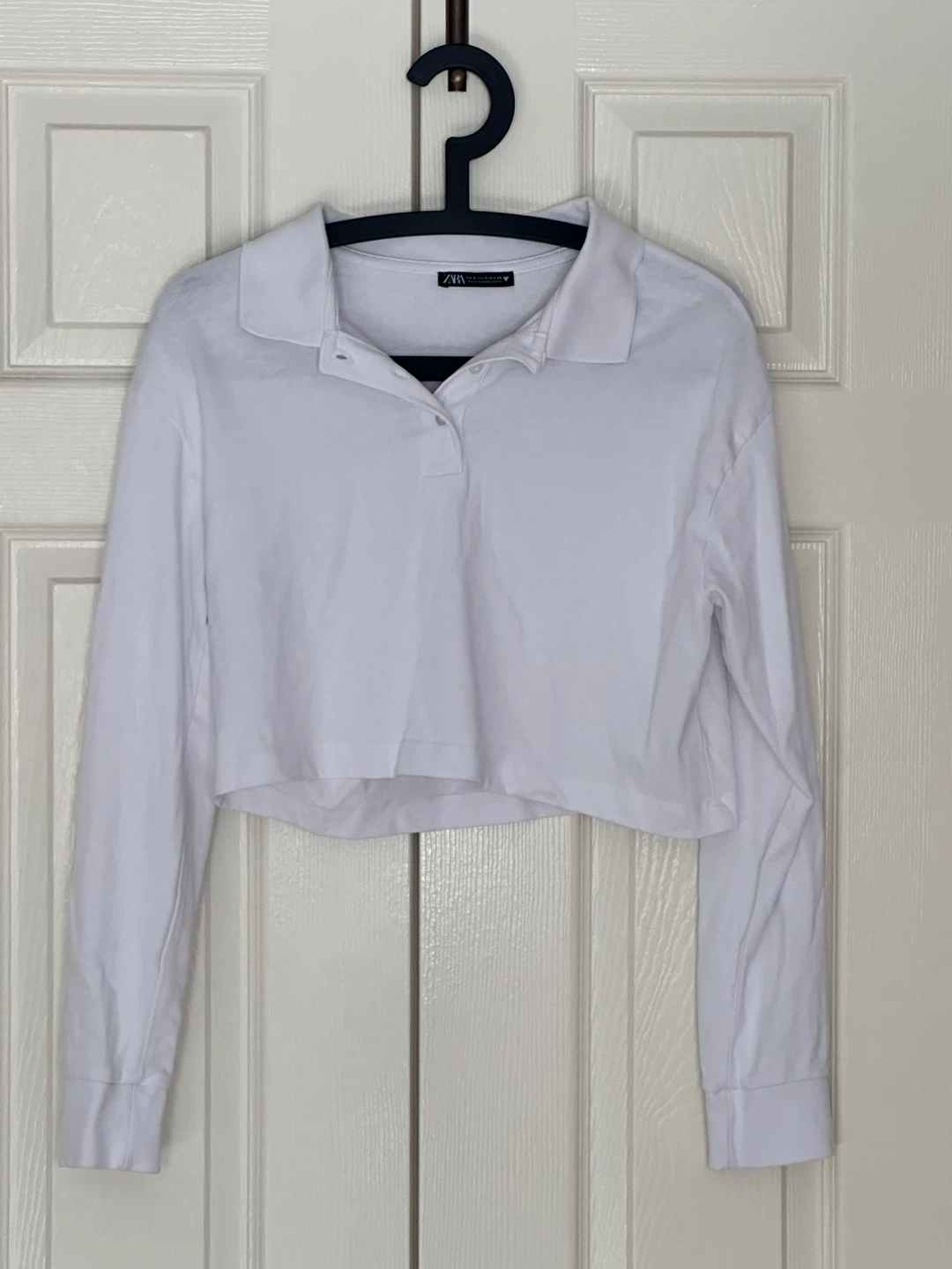 Zara Cropped Long Sleeve Polo Shirt