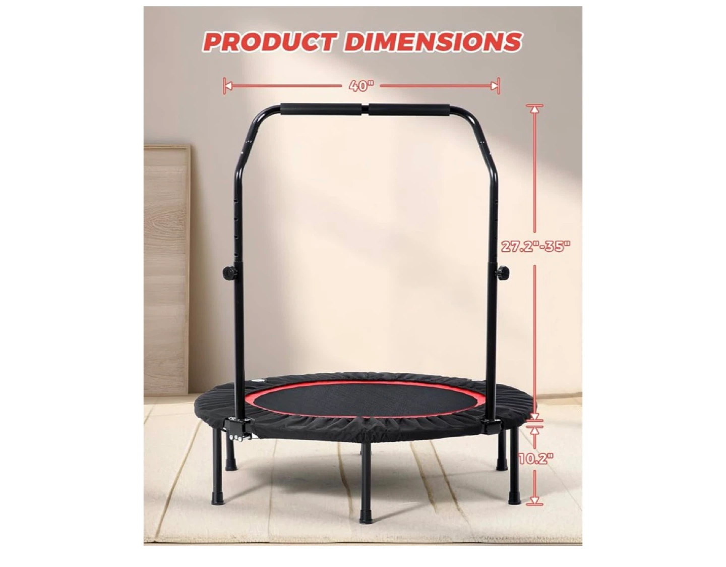 Foldable Rebounder Fitness Trampoline with Handle - photo 2