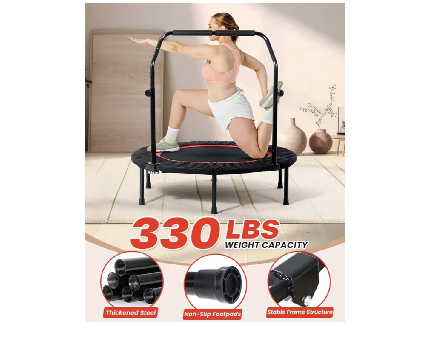 Foldable Rebounder Fitness Trampoline with Handle - photo 4