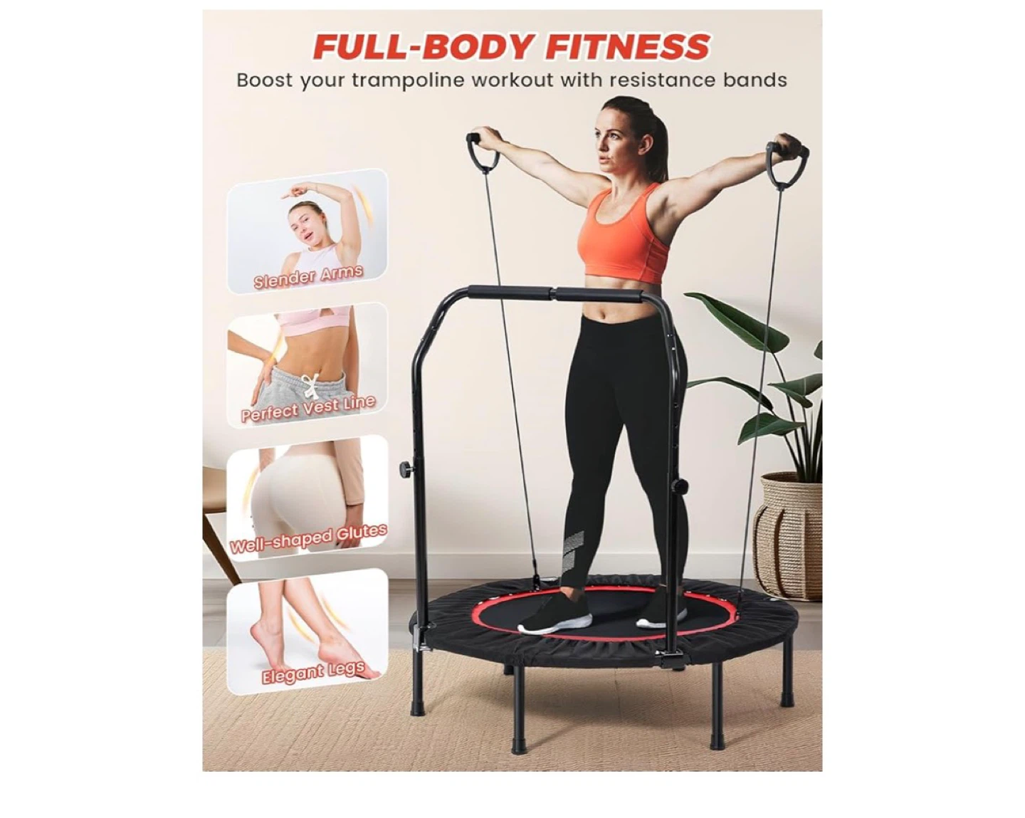 Foldable Rebounder Fitness Trampoline with Handle - photo 3