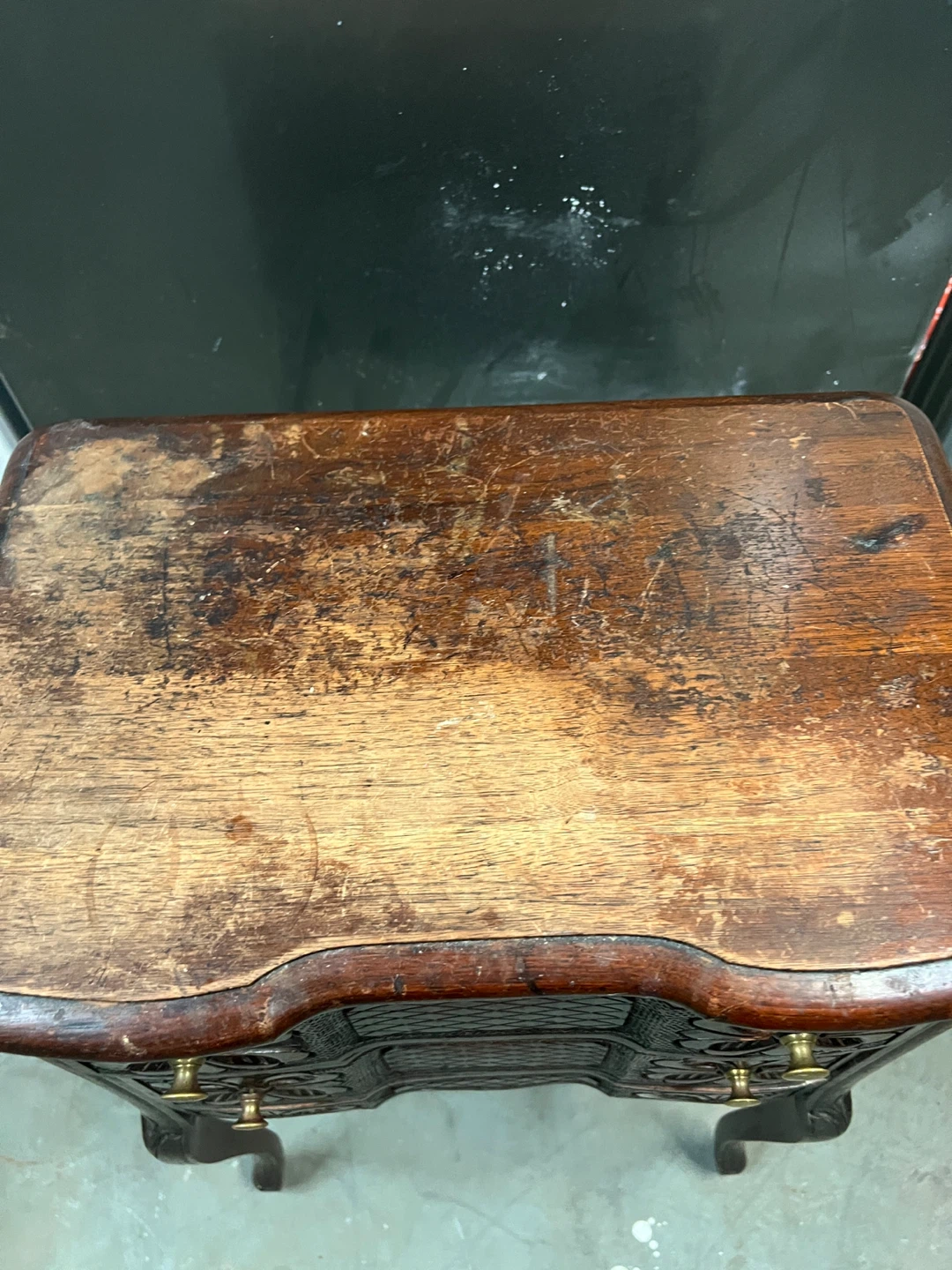 Antique Carved Wooden Side Table with Drawers - photo 4