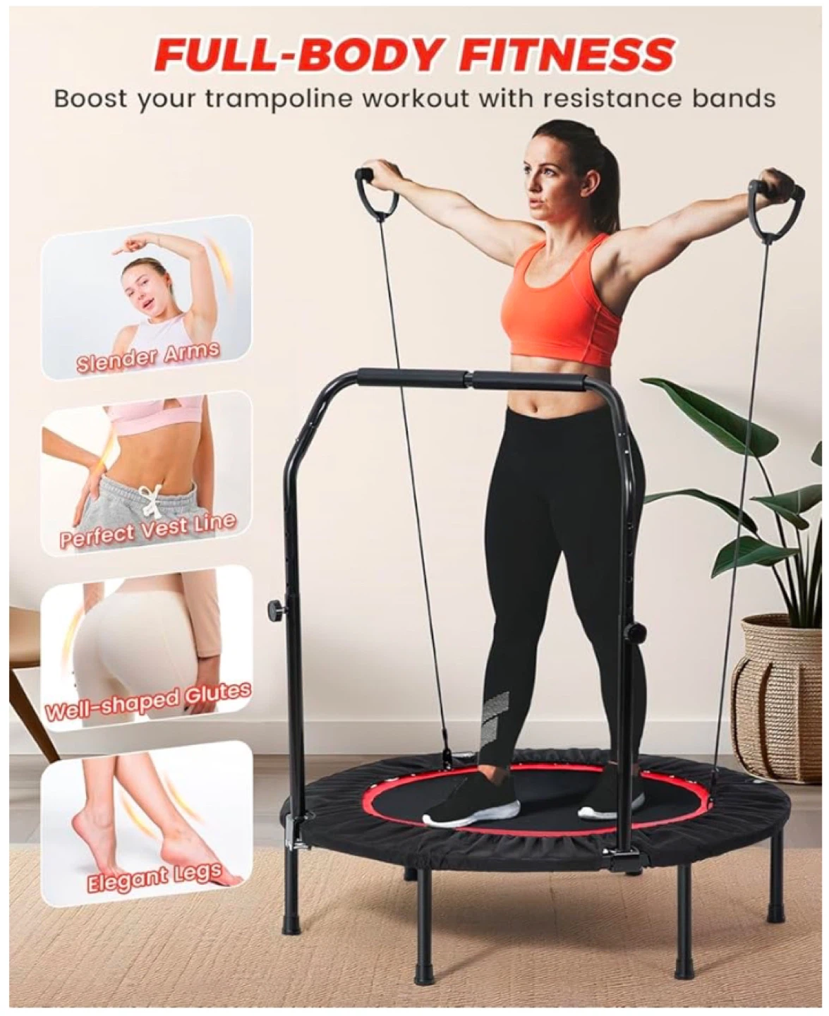 Adjustable Mini Rebounder Trampoline with Handle - photo 4