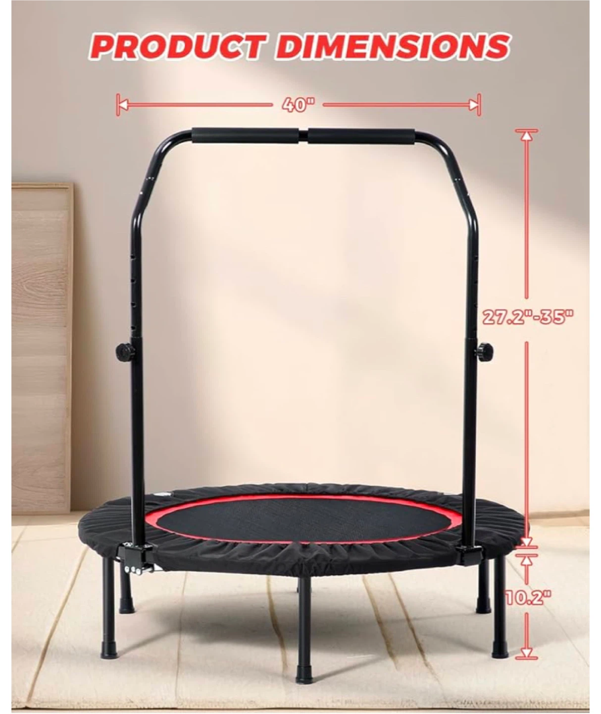 Adjustable Mini Rebounder Trampoline with Handle - photo 5