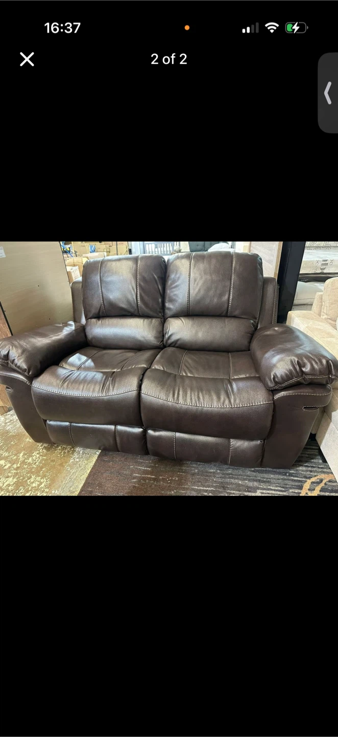 Brown Faux Leather Loveseat Recliner