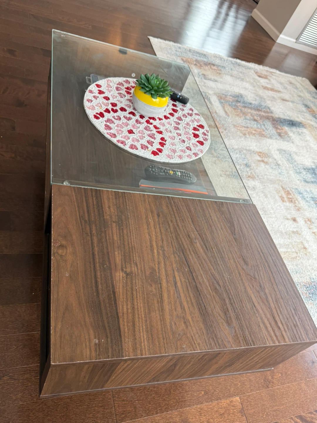 Mid-Century Modern Walnut Coffee Table with Glass Top - photo 2