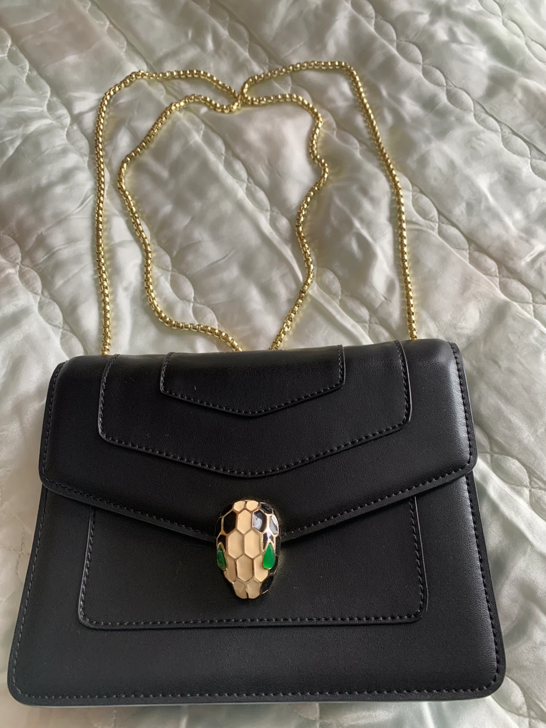 Bvlgari Black Leather Serpenti Shoulder Bag