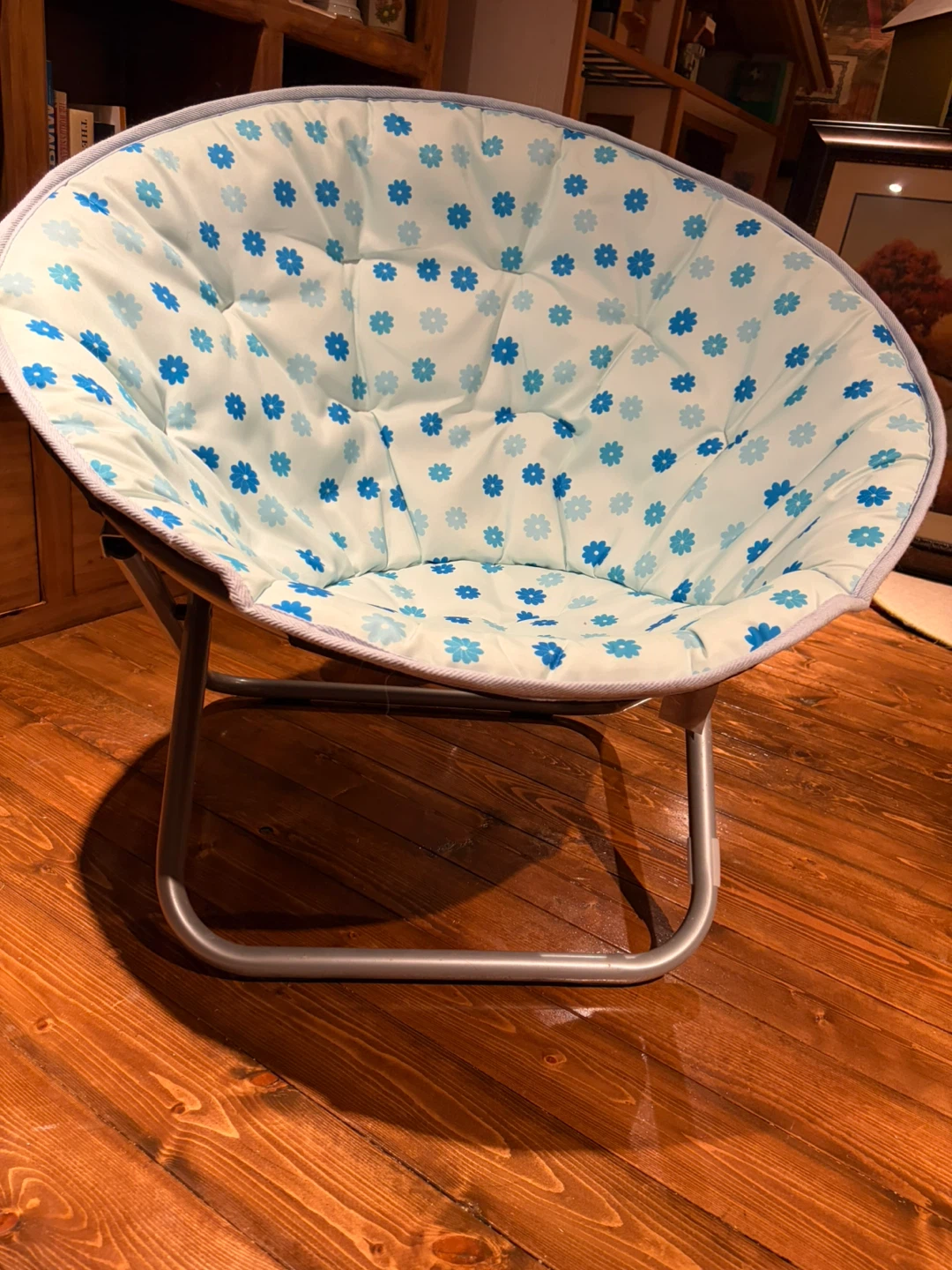 Kids Blue Floral Moon Chair