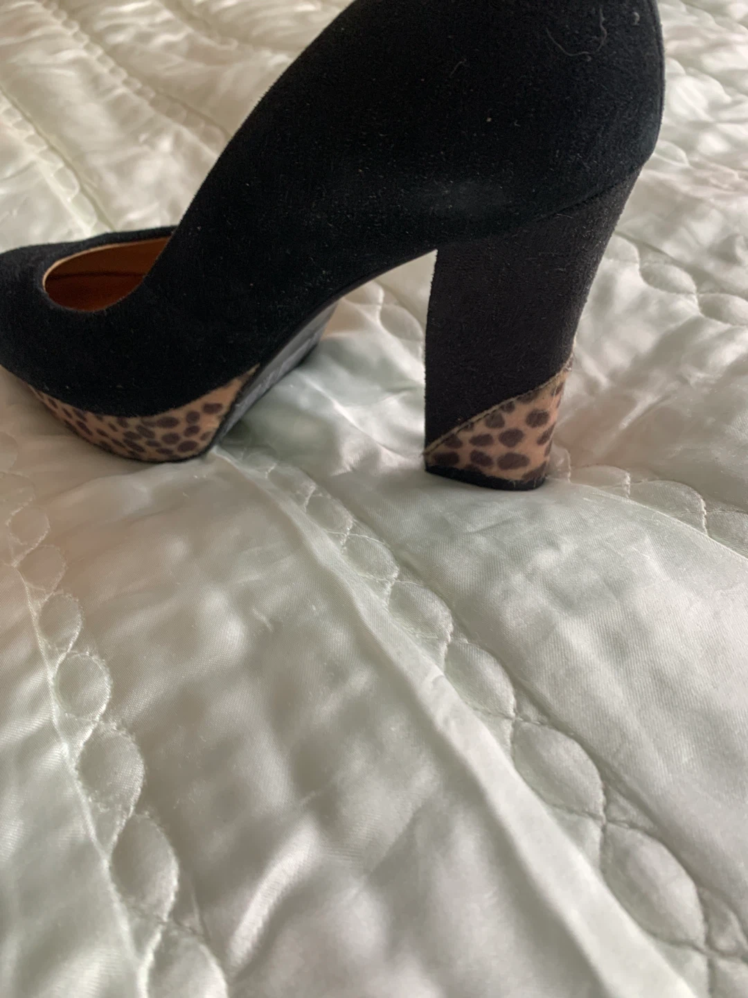 Belle Black Suede Leopard Print Block Heel Pumps - photo 3