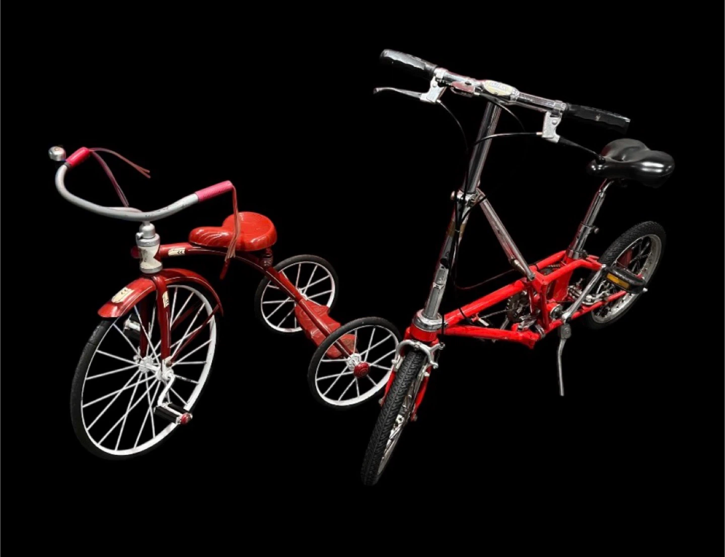 Vintage Dahon Red Folding Bicycle and Junior Tricycle