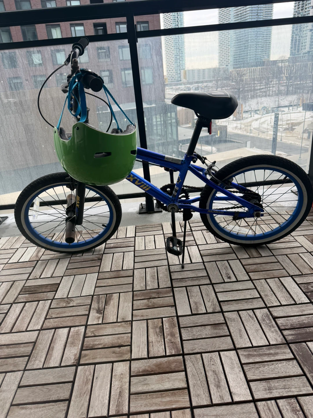 Blue Movelo BMX Bike with Green Helmet - photo 2