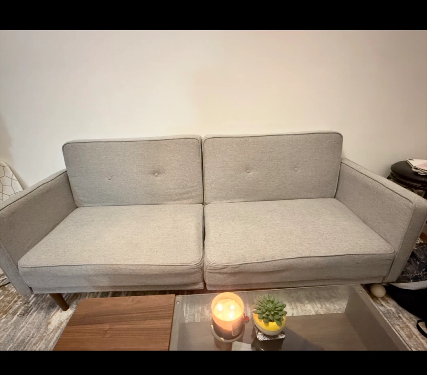 Gray Fabric Loveseat Sofa