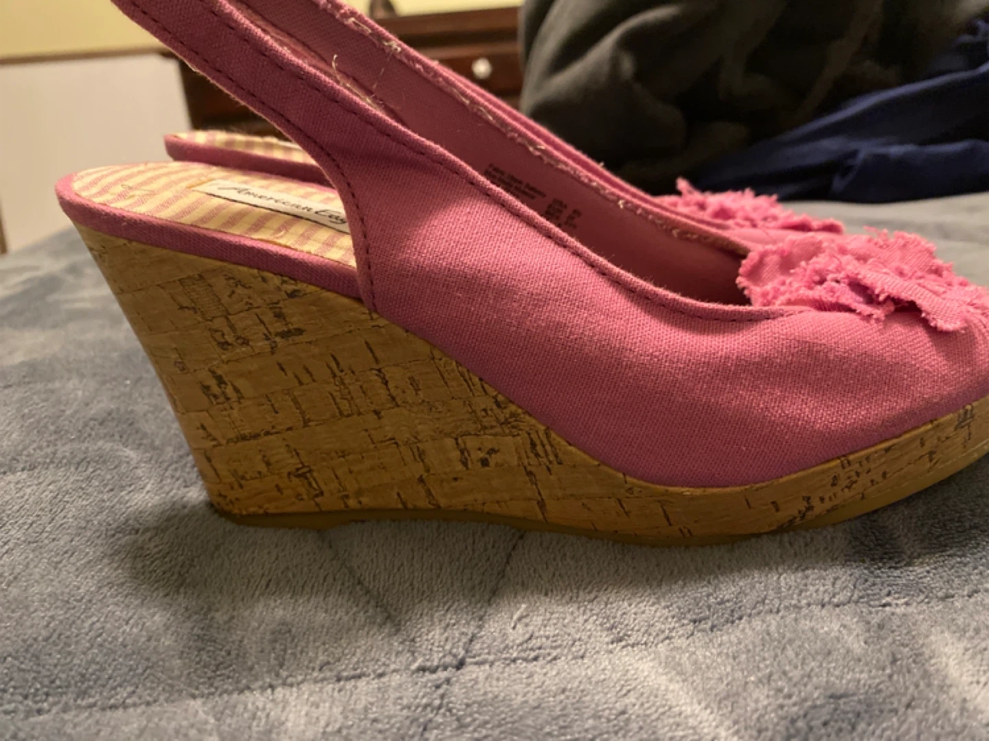 American Eagle Pink Wedge Espadrille Heels with Flower Detail - photo 2