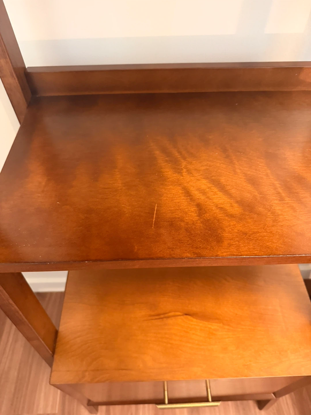 Wooden Ladder Bookshelf with Drawer - photo 2