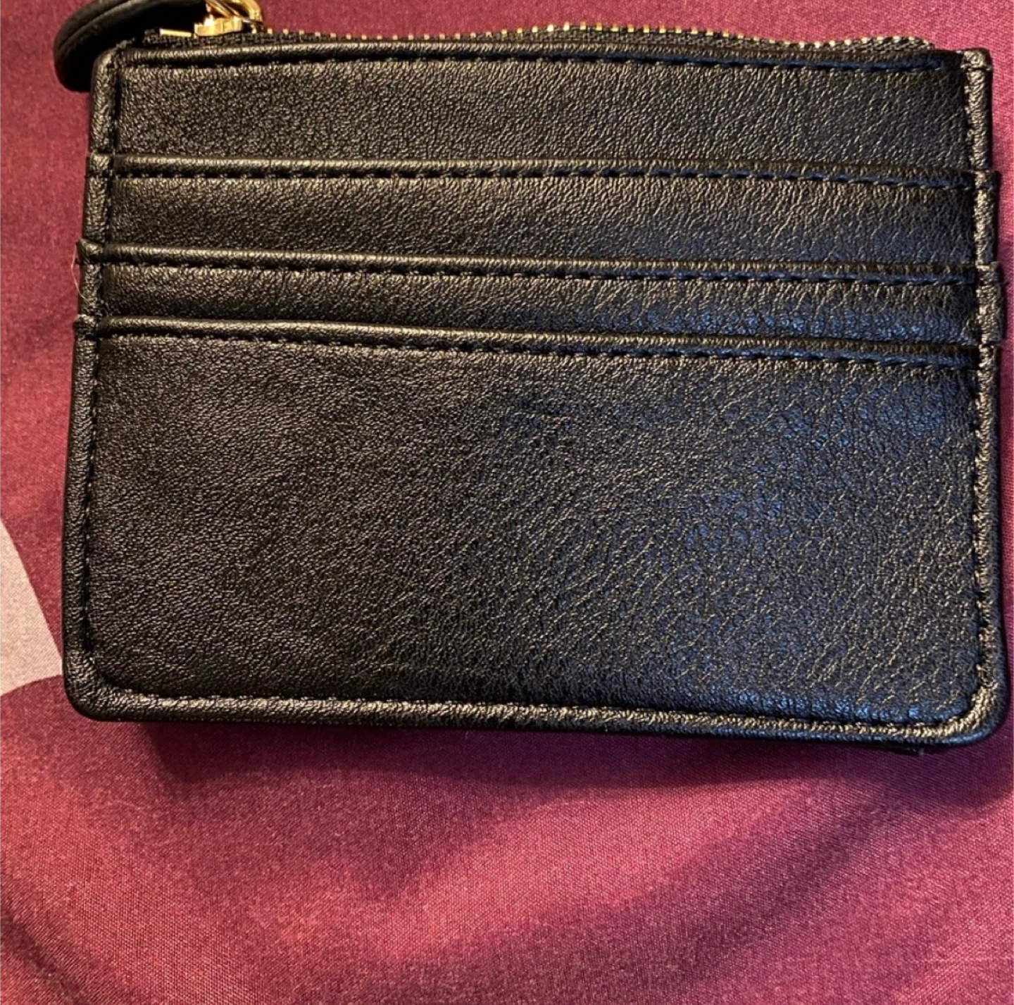 Black Faux Leather Card Holder with Zipper - photo 3