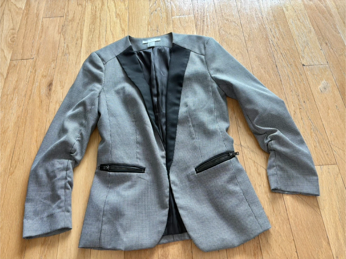 H&M Black & Grey Houndstooth Blazer