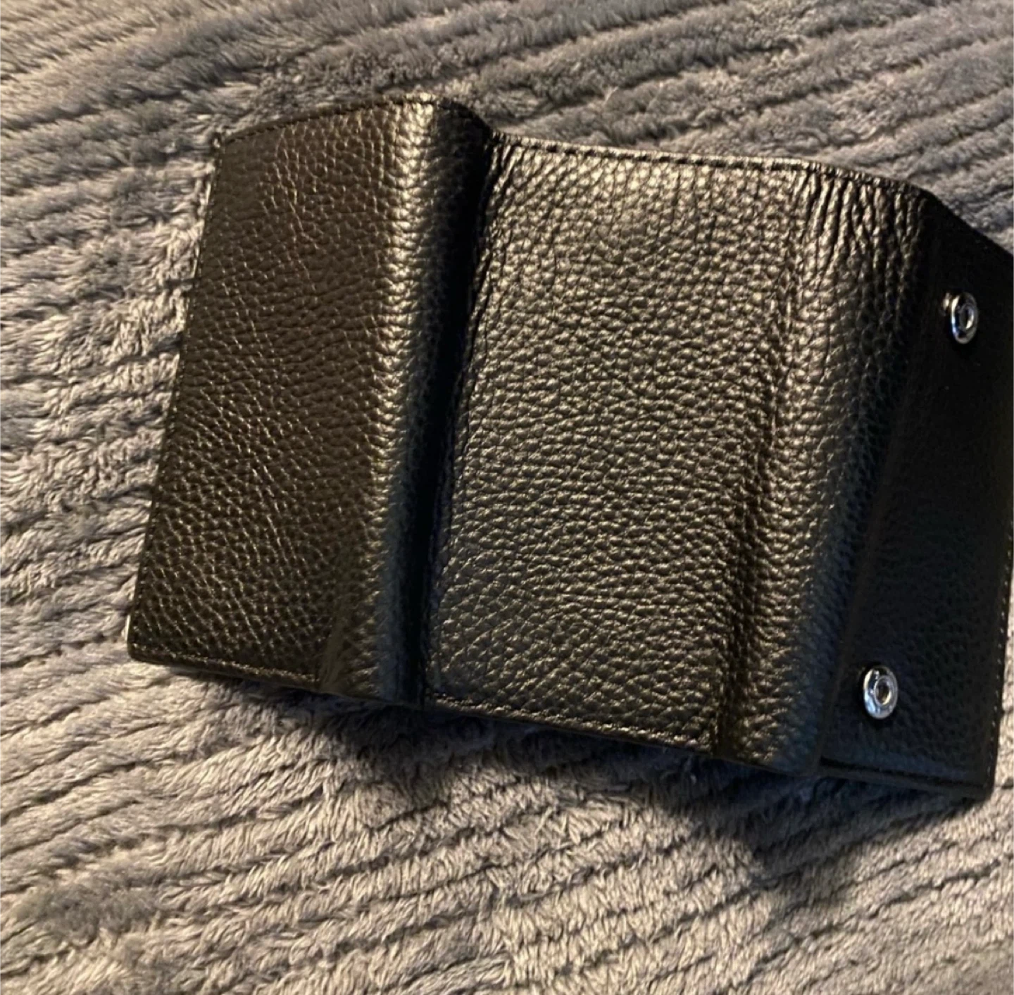 Black Leather Tri-Fold Key Wallet - photo 4