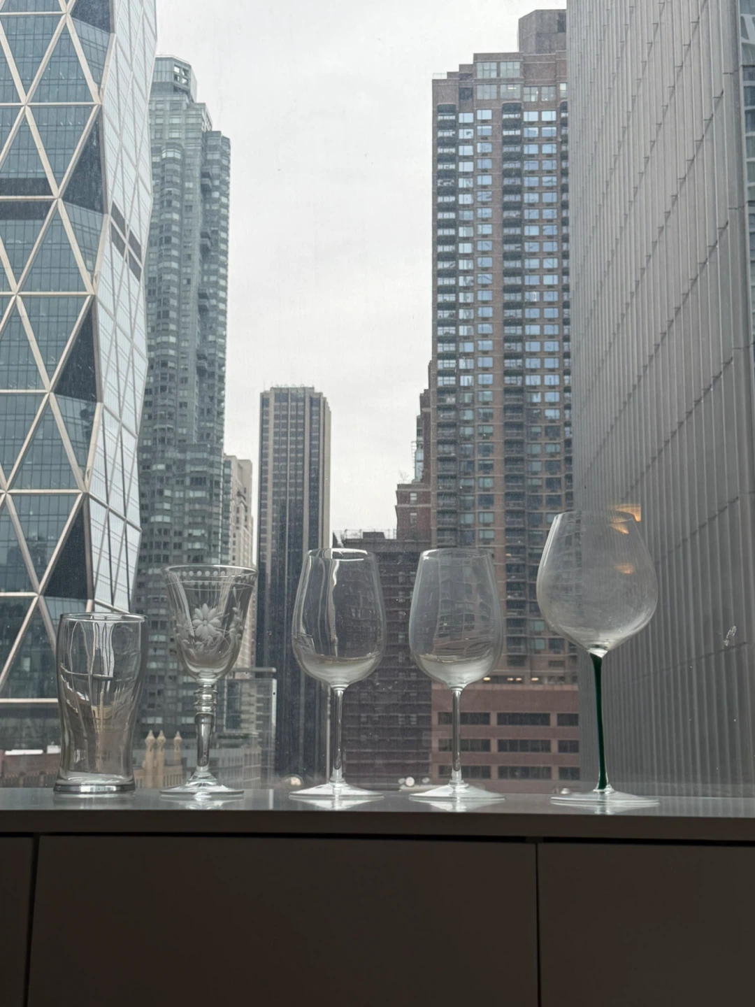 Green riedel wine glasses