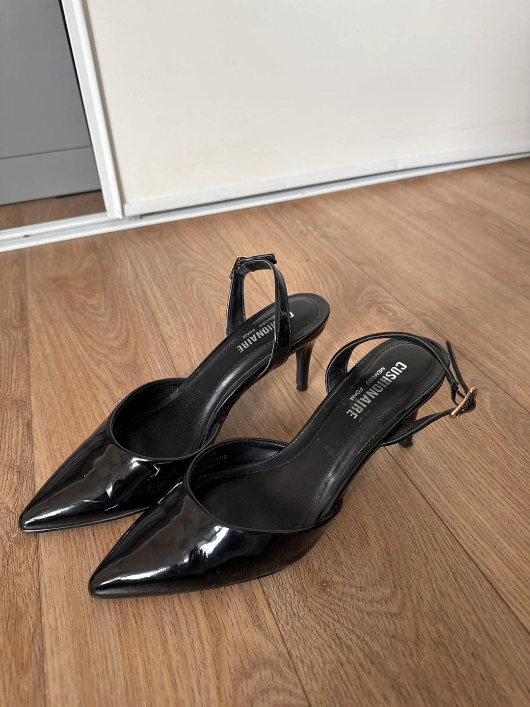 Black Patent Slingback Kitten Heels