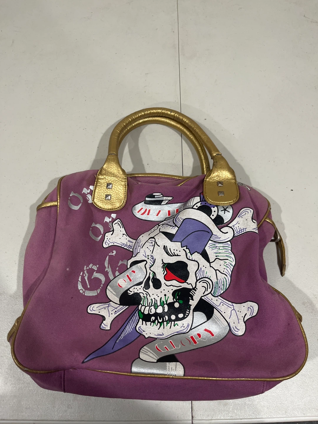 Ed Hardy Skull & Roses Tote Bag