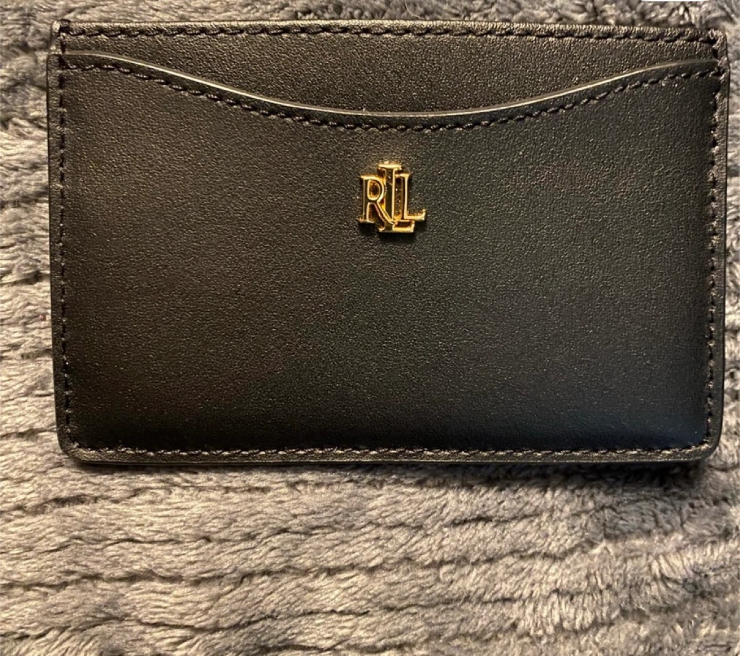 Ralph Lauren Black Leather Card Holder with ID Window