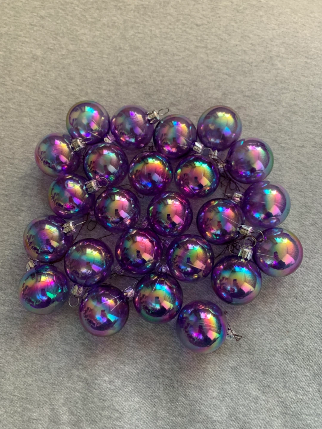 24 Iridescent Purple Christmas Ornaments
