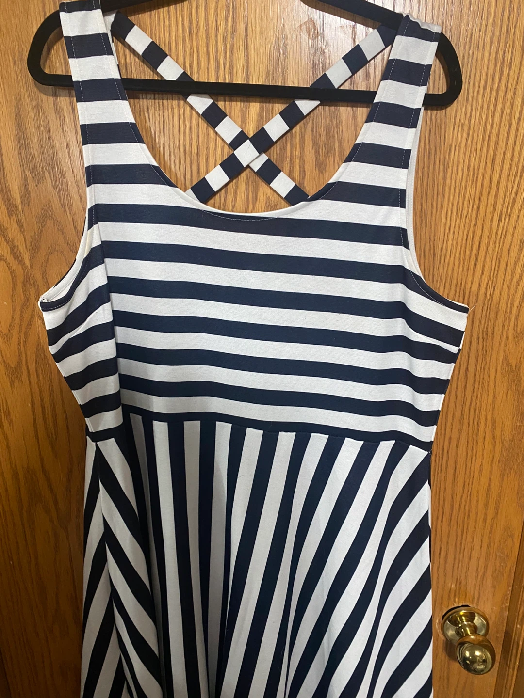 Cute blue and white crisscross back mini dress - photo 3