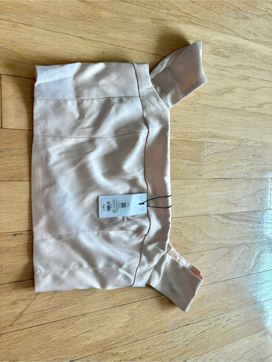 Dynamite Pink Satin Off-the-Shoulder Top & Beige Skirt Set - photo 3