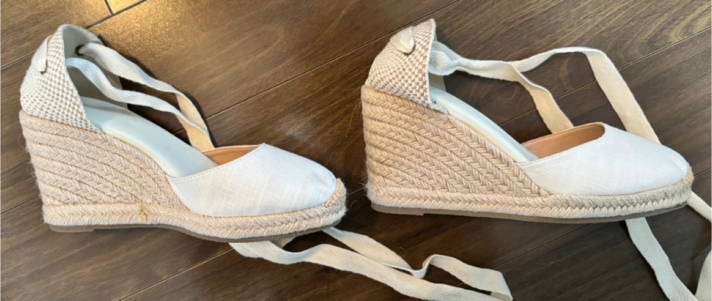 White Espadrille Wedge Shoes - Size 5.5 - photo 2